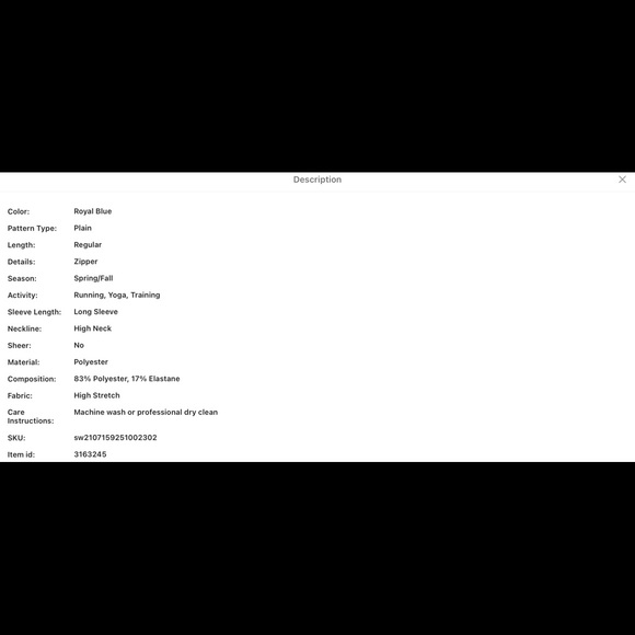 ROYAL BLUE ZIP HALF HIGH NECK SPORTS SWEATSHIRT - Picture 6 of 7